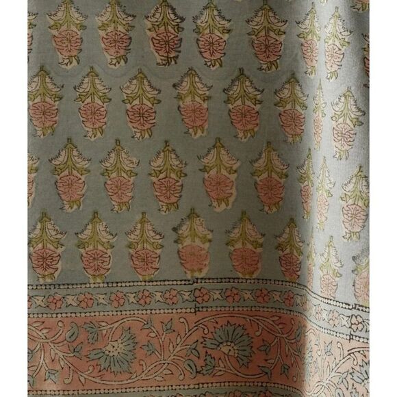 Pottery Barn Jade Floral Block Print Tablecloth - Picture 3 of 6